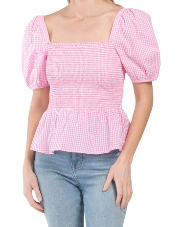 Artina Gingham Smocked Top | TJ Maxx