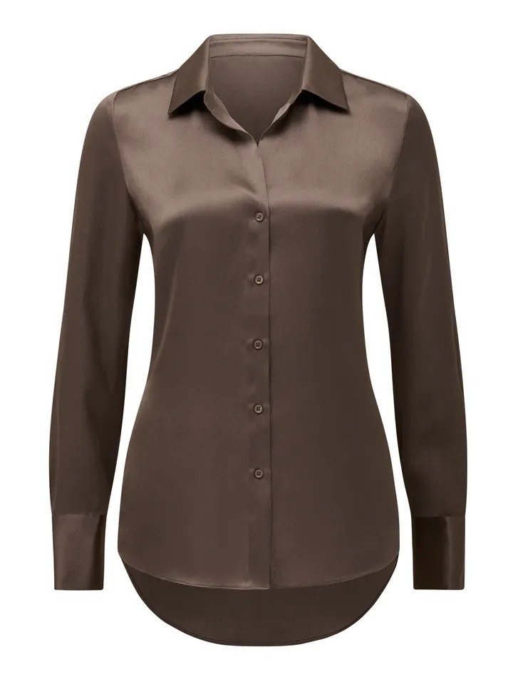 Harvey Notched Neck Satin Shirt | Ever New (CA)
