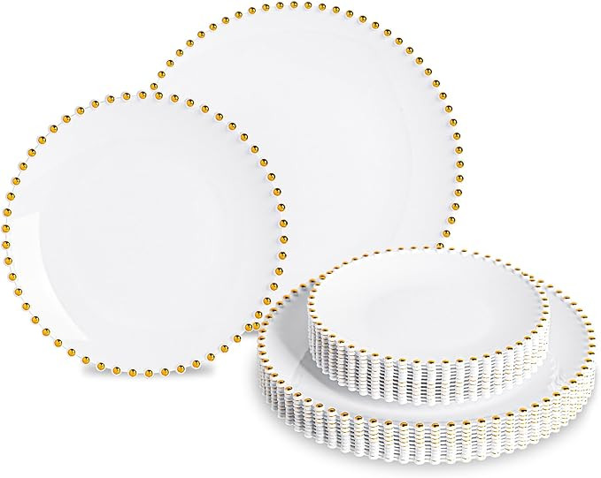 HOMIP 50Pcs Fancy Disposable Dinnerware Party Set, Elegant Plates Include 25Pcs Dinner Plate 10",... | Amazon (US)