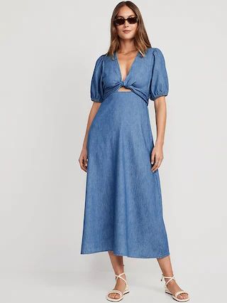 Fit & Flare Twist-Front Maxi Dress for Women | Old Navy (US)