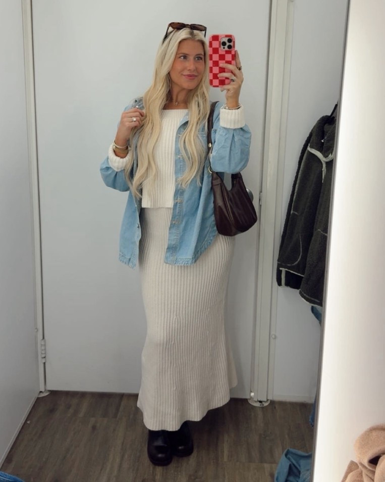 Church + shopping fit 🤍 #falloutfit #denim #sweater 

#LTKBeauty #LTKSeasonal #LTKStyleTip