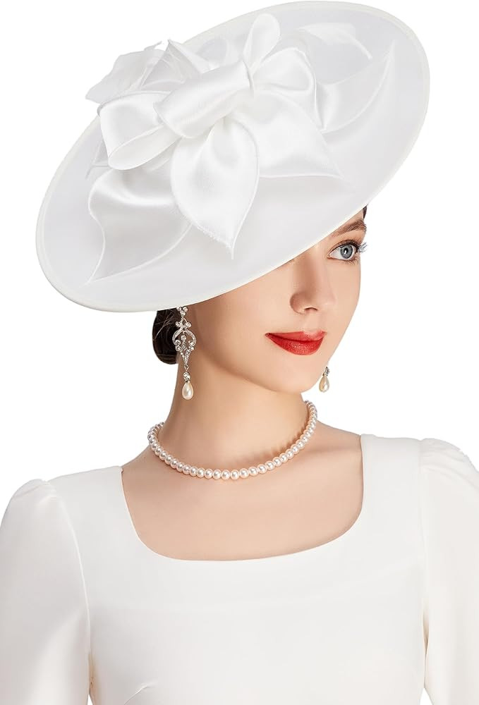 BABEYOND Derby Hats for Women - Fascinators Tea Party Hats Headband Wide Brim Fascinator Wedding ... | Amazon (US)