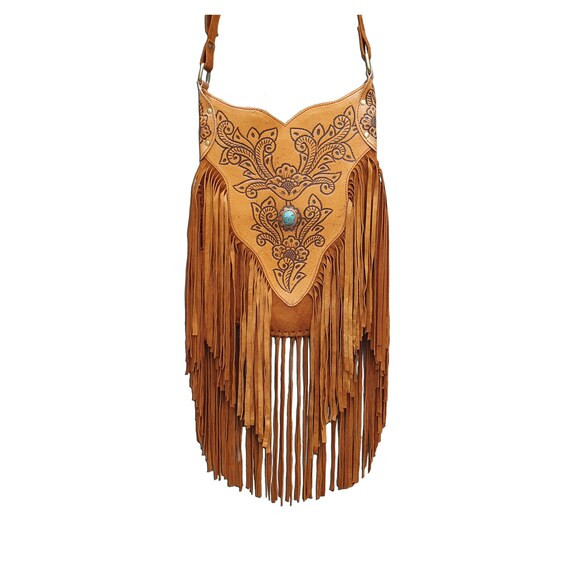 Bohemian Leather Fringe Tooled Crossbody Bag Western Purse | Etsy | Etsy (US)