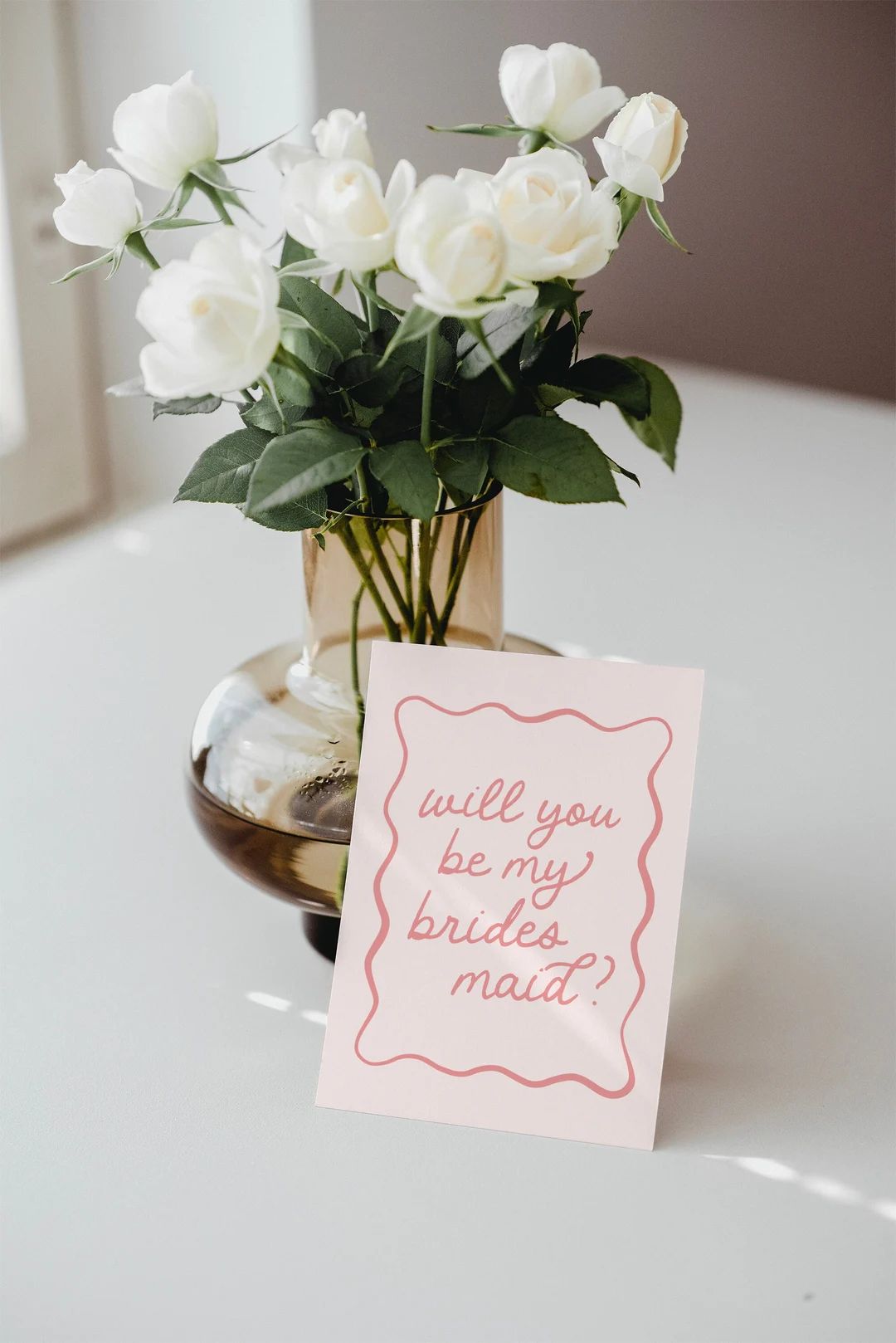 Wavy Pink Bridesmaid Proposal Card, Will You Be My Bridesmaid, Bridesmaid Gift, Minimalist, Bride... | Etsy (US)