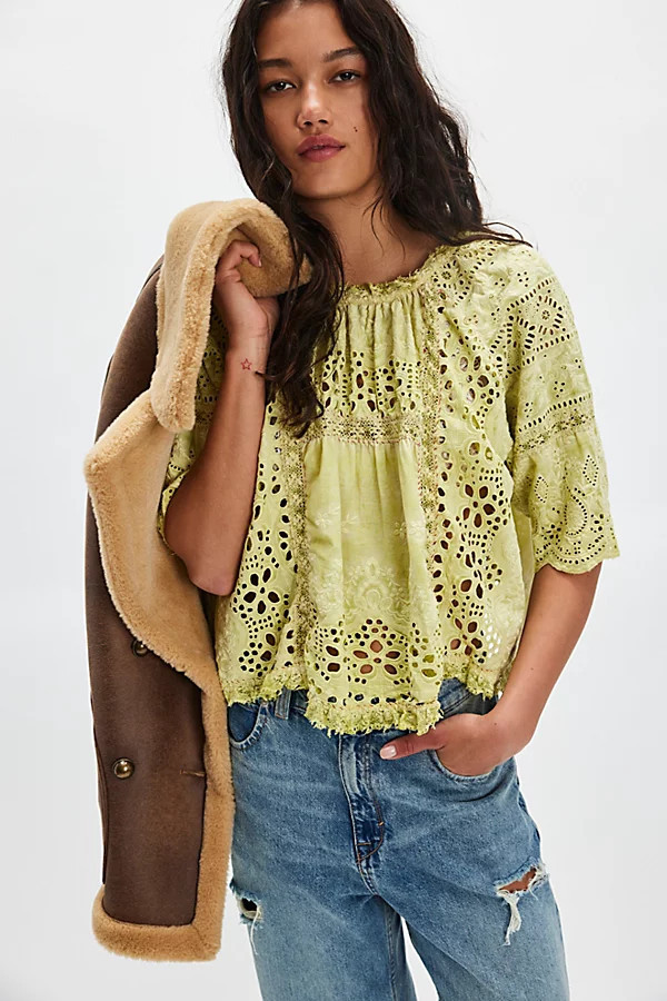 Magnolia Pearl Eyelet Gabriella Blouse | Free People (Global - UK&FR Excluded)