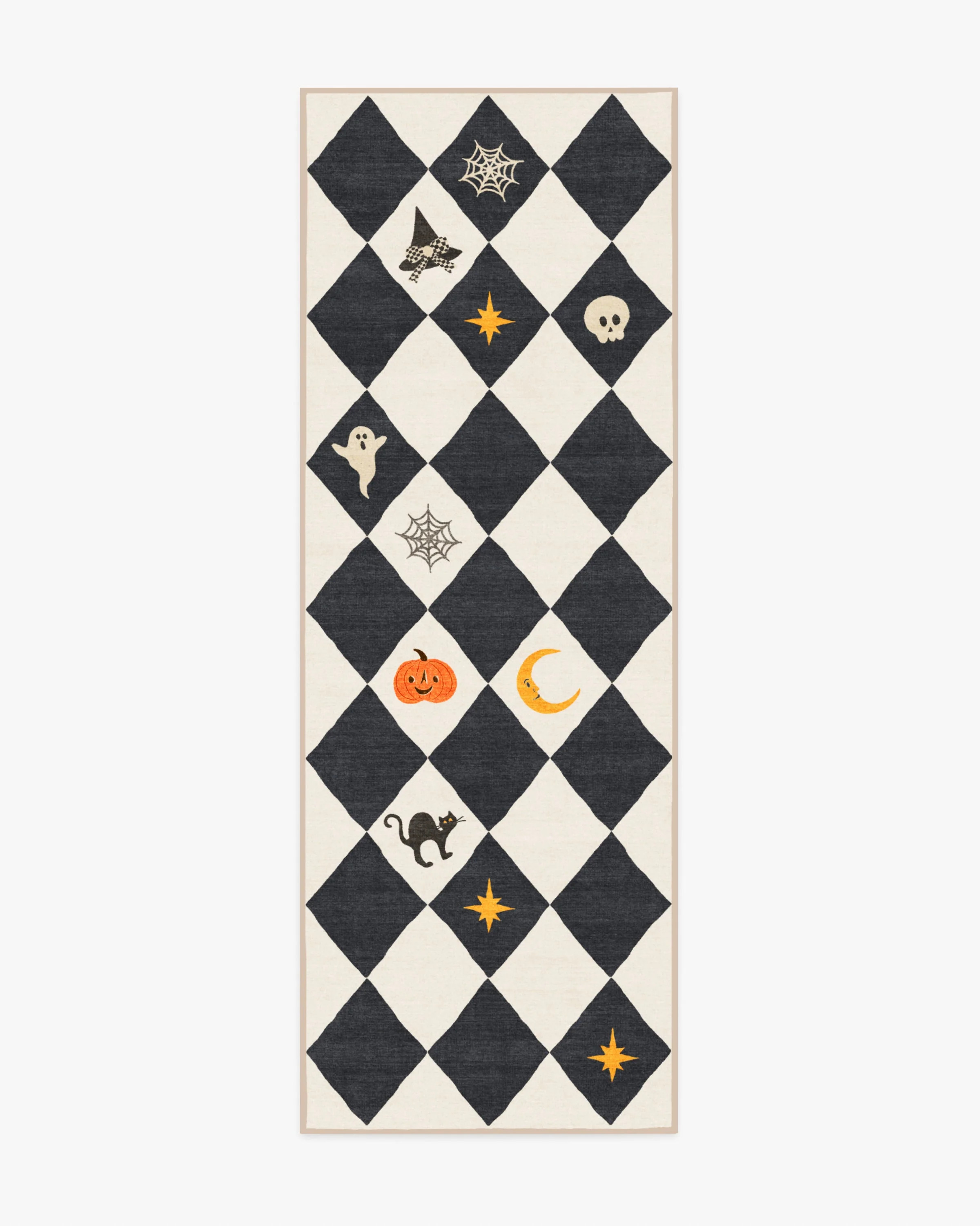 Halloween Harlequin Ivory & Charcoal Flatwoven Rug | Ruggable US | Ruggable
