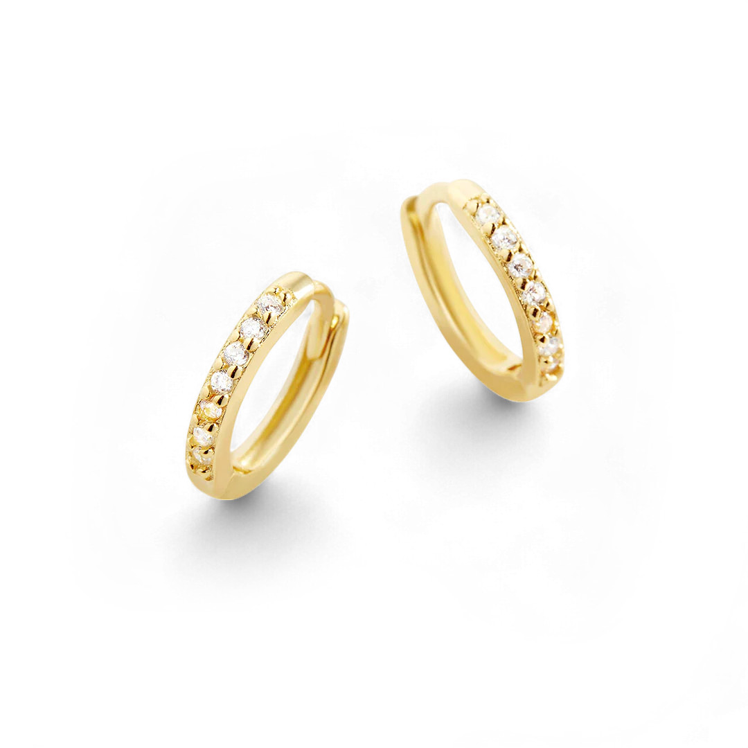 Pave Huggie Hoop Earrings | Mint & Lily