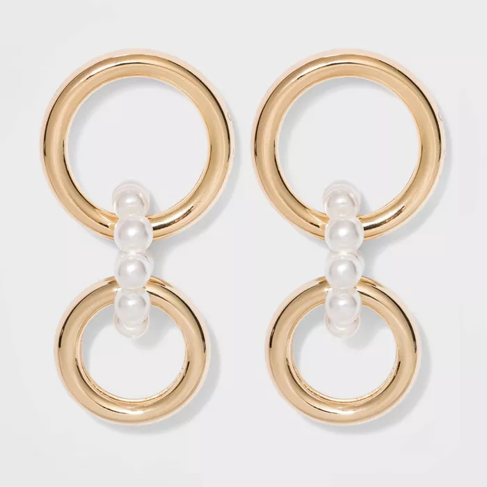 SUGARFIX by BaubleBar Link Hoop Earrings with Pearl - Pearl/Gold | Target