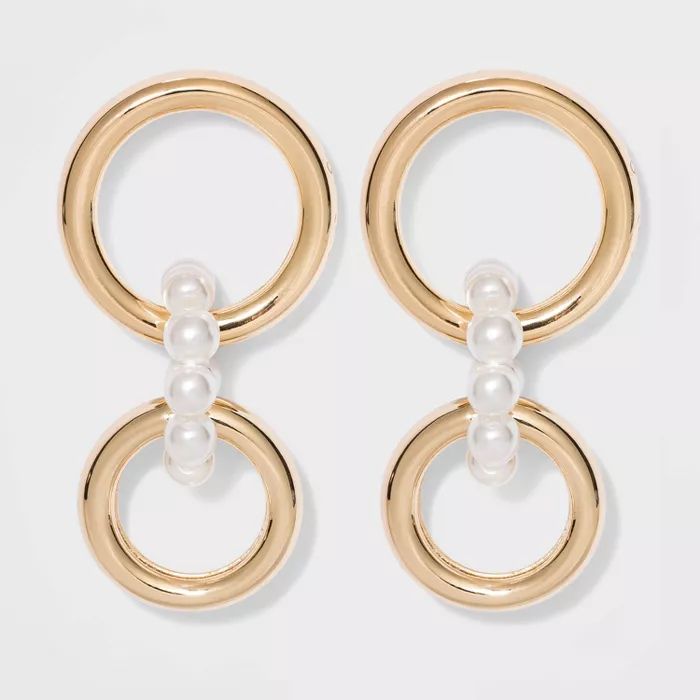 SUGARFIX by BaubleBar Link Hoop Earrings with Pearl - Pearl/Gold | Target