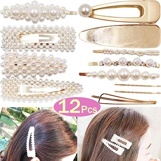 DeD 12Pcs Pearl Hair Clip For Women Pearl Wrapped Bobby Pin Hairpins Barrettes, Wedding Bridal Or... | Amazon (US)