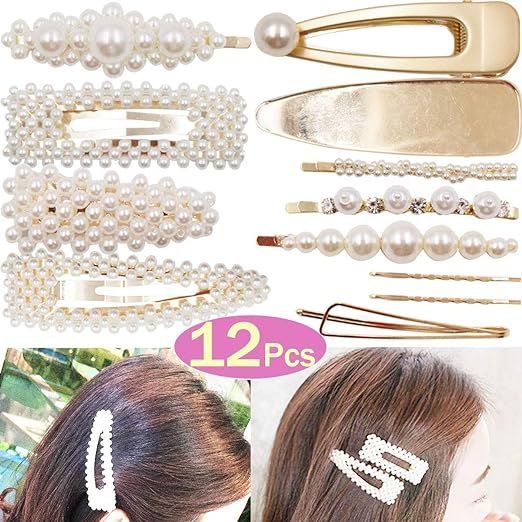 DeD 12Pcs Pearl Hair Clip For Women Pearl Wrapped Bobby Pin Hairpins Barrettes, Wedding Bridal Or... | Amazon (US)