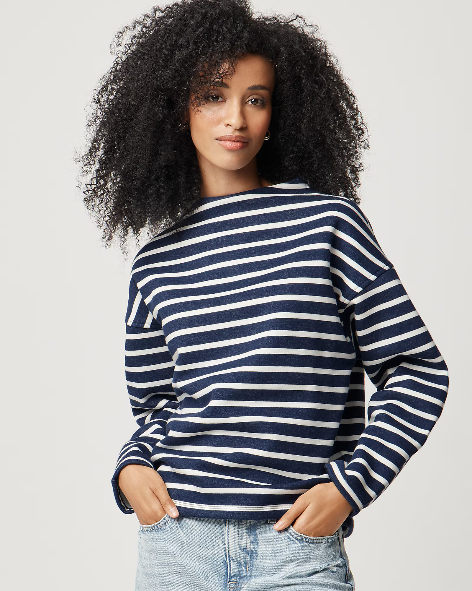 Striped fleece mockneck sweatshirt | J.Crew Factory