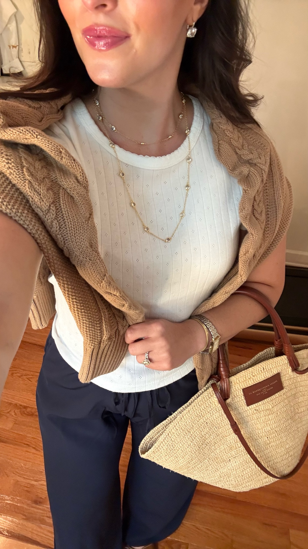 Timeless casual outfit for fall (all ON SALE FOR LABOR DAY SALES!)
Travel outfit 
- wearing a Petite M in gap wide leg pants, Small in white pointelle tee, Small in camel cableknit crewneck sweater 

#LTKFindsUnder100 #LTKPetite #LTKSeasonal