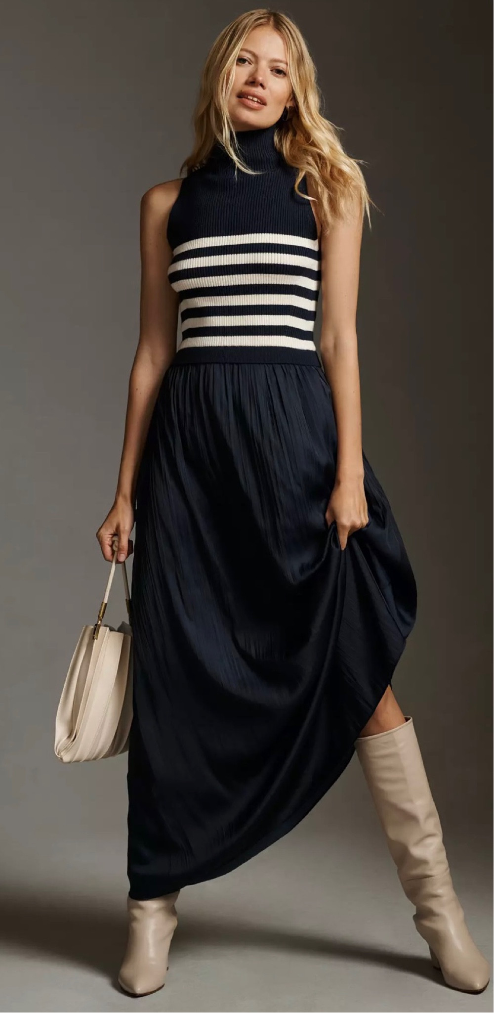 sleeveless sweater twofer maxi dress Tribal Sleeveless Twofer Maxi Dress w/Lining-Black 905O-8274 L