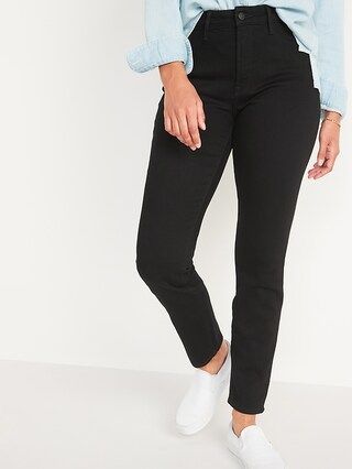 High-Waisted Power Slim Straight Black Jeans for Women | Old Navy (US)