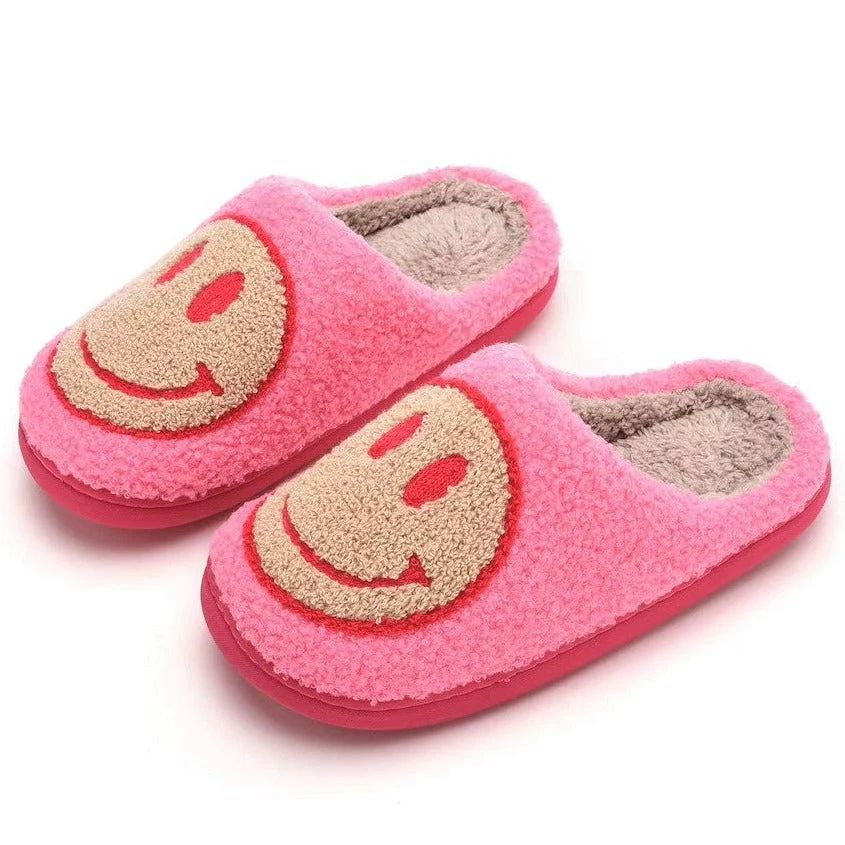 Pink Smiley Face Slippers | United Monograms