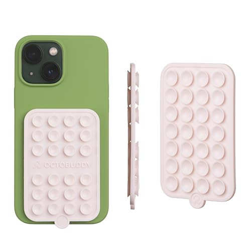 OCTOBUDDY - Silicone Double-Sided Suction Phone Case Detachable Mount - Hands-Free, Strong Grip Holder for Selfies & Videos - iPhone & Android Compatible - 2.5″ x 3.75″, Chalk Pink | Amazon (US)