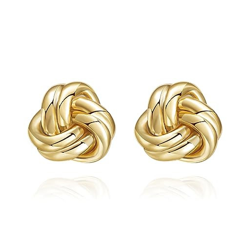 Anten Pink Gold Love Knot Stud Earrings for Women Trendy Cute Earrings, Hypoallergenic Small Earrings with 925 Sterling Silver Post, Trendy Jewelry Gift for Women,Girls | Amazon (US)