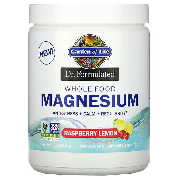 Garden of Life, Dr. Formulated, Whole Food Magnesium Powder, Raspberry Lemon, 7 oz (198.4 g) | iHerb