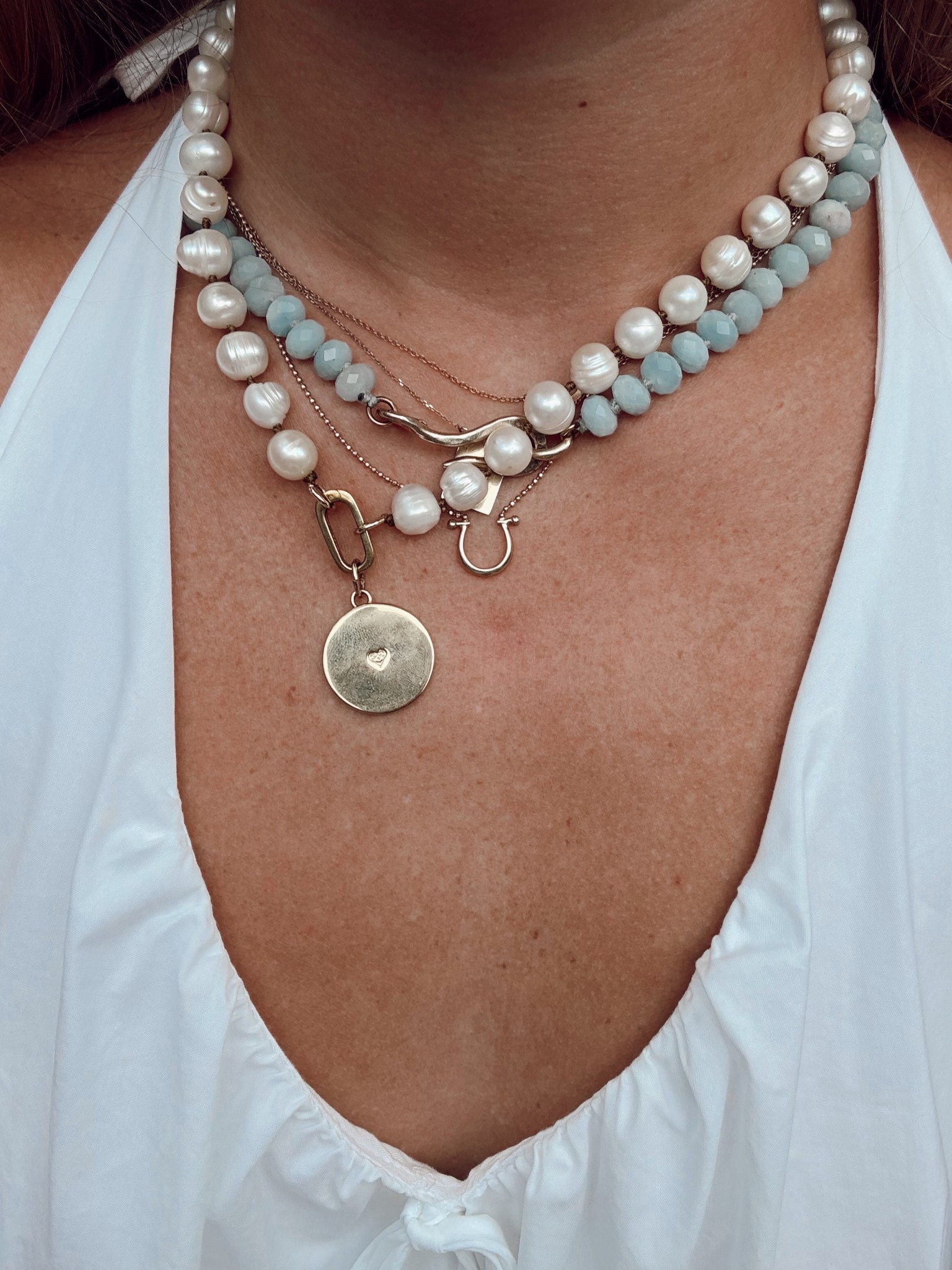 blue necklace and horseshoe are both from Chan luu!! 
