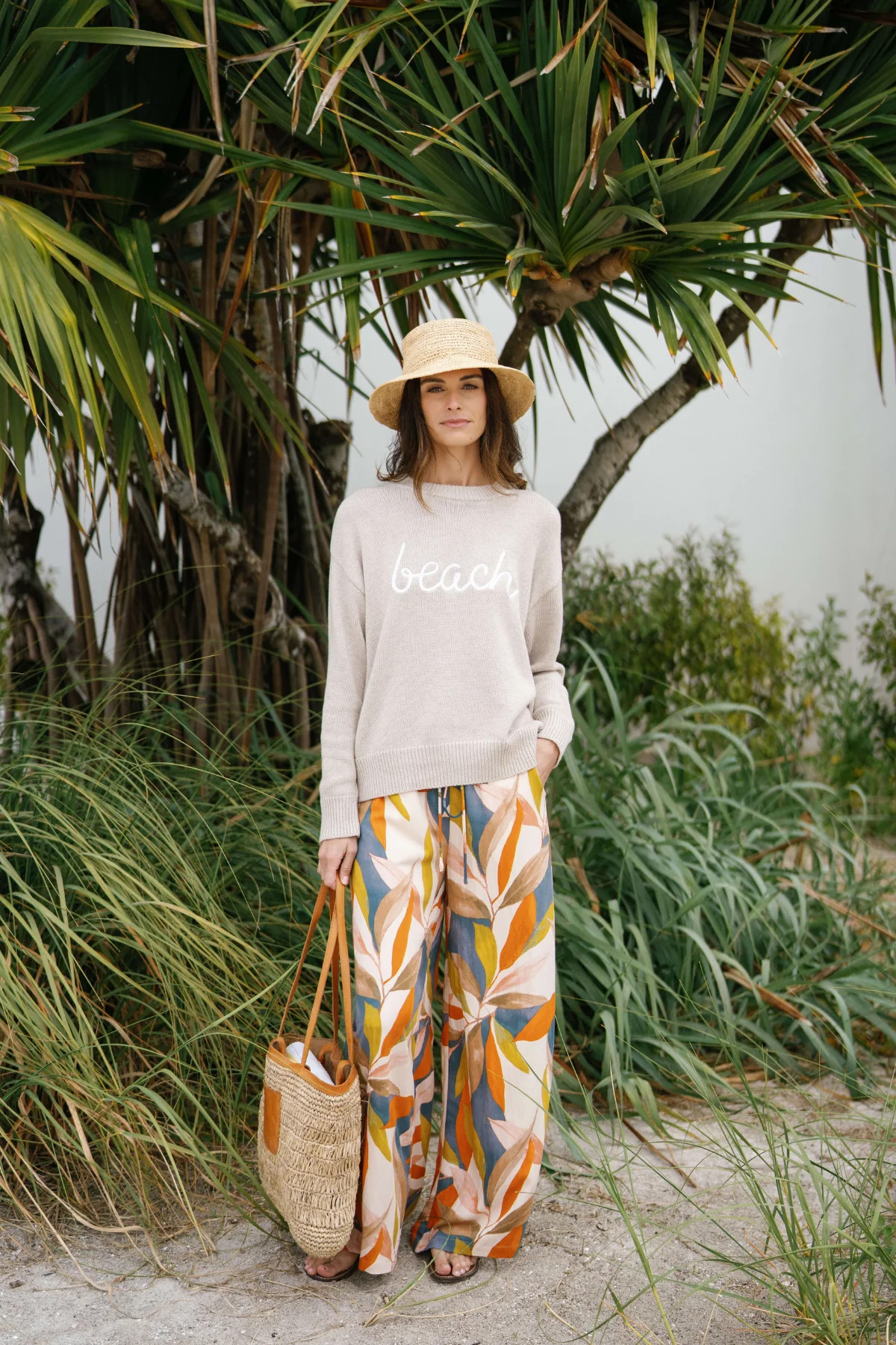 Dress Forum Palm Printed Wideleg Pants | Social Threads
