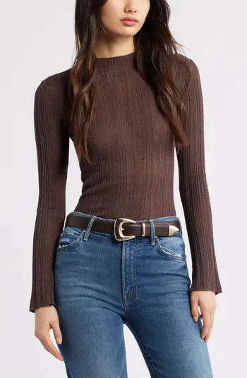 Open Stitch Linen Blend Mock Neck Sweater | Nordstrom