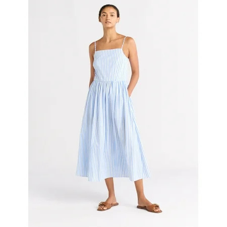 Free Assembly Women s Square Neck Cotton Maxi Dress Sizes XS-XXL | Walmart (US)