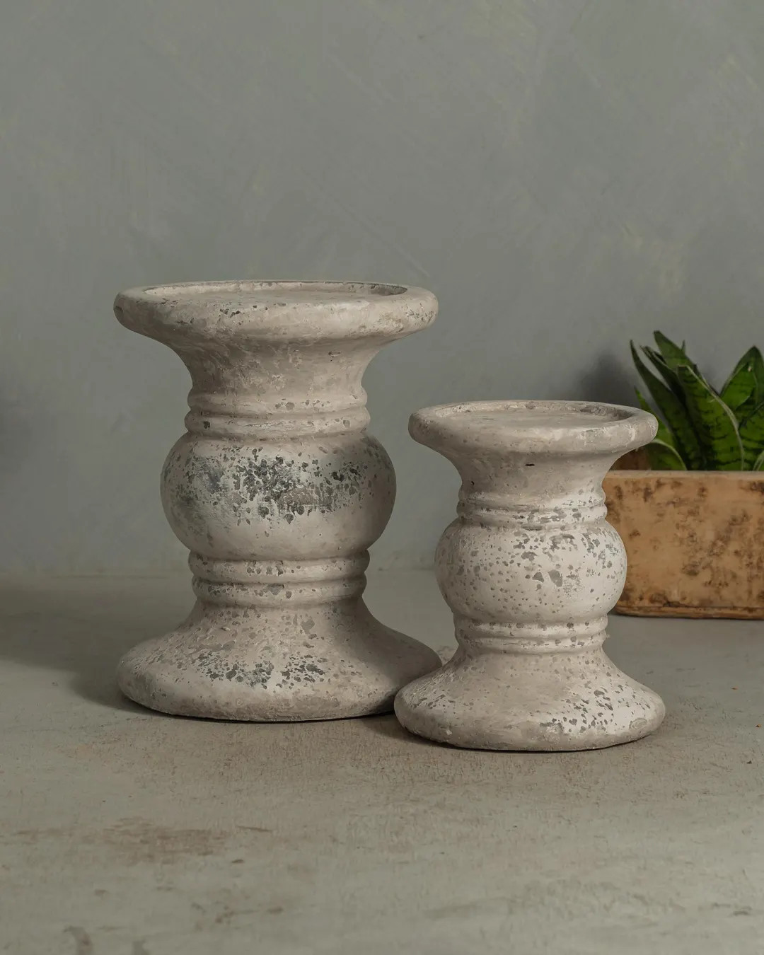 Concrete Style Candlesticks Set – Stone Look Taper Candle Holders – Modern Farmhouse & Europe... | Etsy (US)