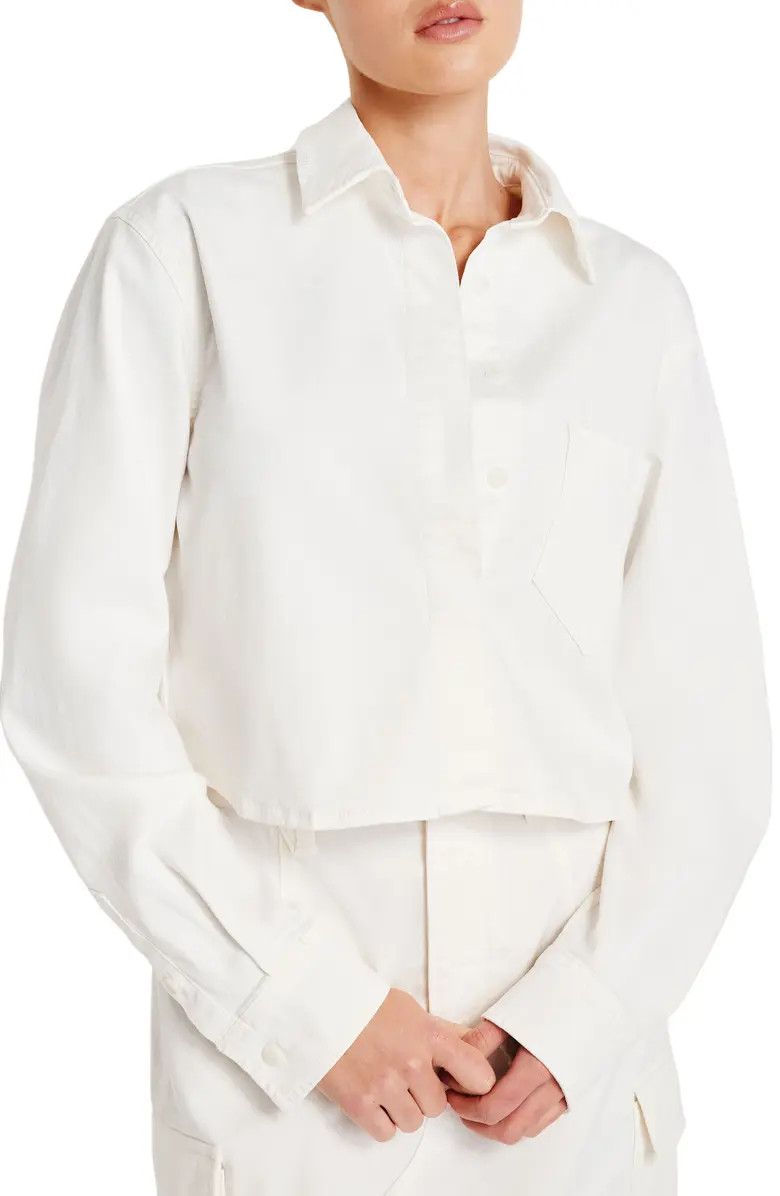 Good American Crop Stretch Cotton Button-Up Shirt | Nordstrom | Nordstrom