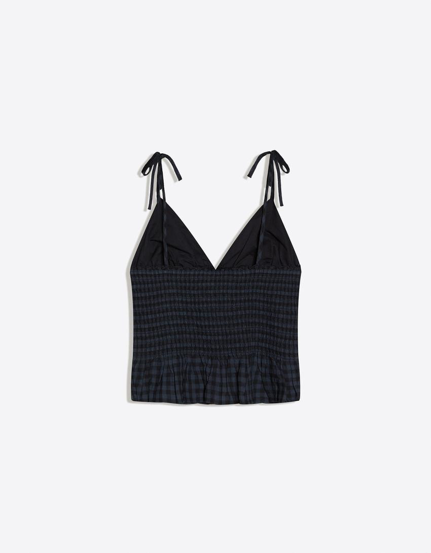 Smocked strap top - Long - Women | Bershka UK