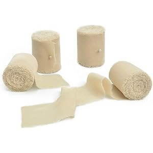 Socomi Champagne Chiffon Ribbon Fringe Sample Color Swatches 1-3/4" x 7Yd, 4 Rolls Handmade Ribbons  | Amazon (US)