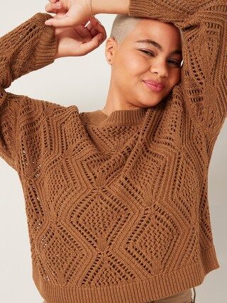 Lightweight Pointelle Boat-Neck Sweater for Women | Old Navy (US)
