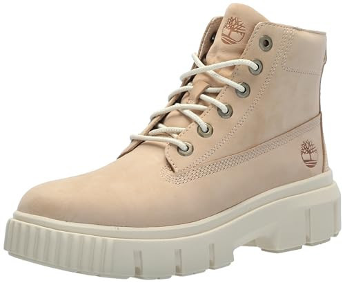Timberland Women's Greyfield Mid Lace Up Boot, Light Beige Nubuck, 6.5 Wide | Amazon (US)