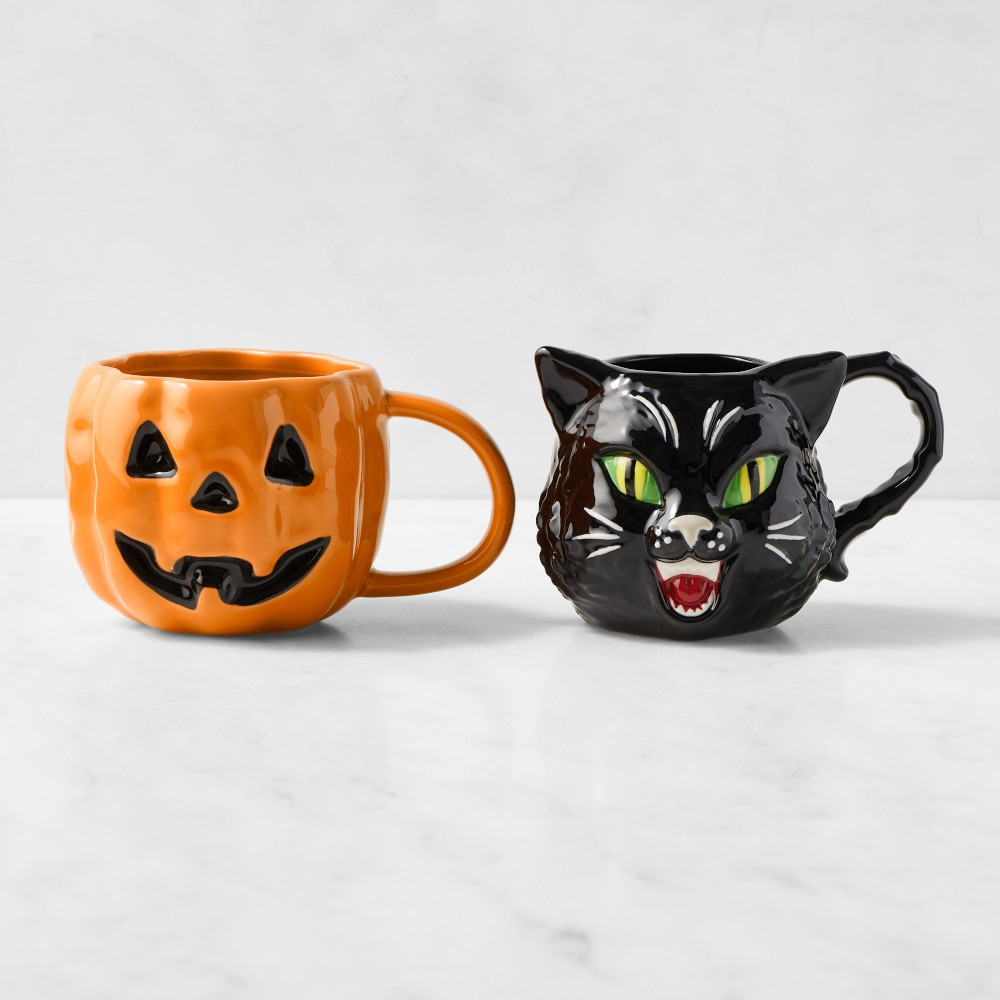Jack O' Lantern & Cat Figural Mug Set | Williams-Sonoma