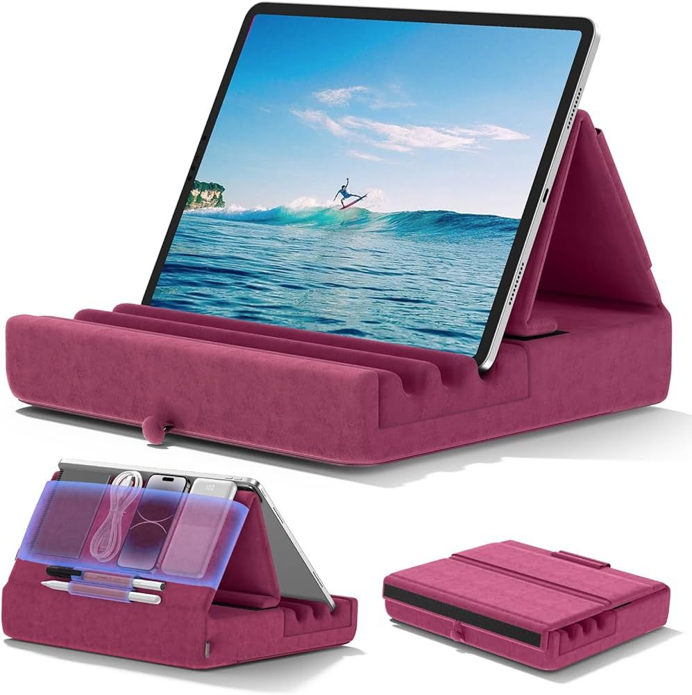 KDD Tablet Pillow Holder, Foldable iPad Stand for Lap, Bed and Desk -Tablet Soft Pad Dock with Po... | Amazon (US)