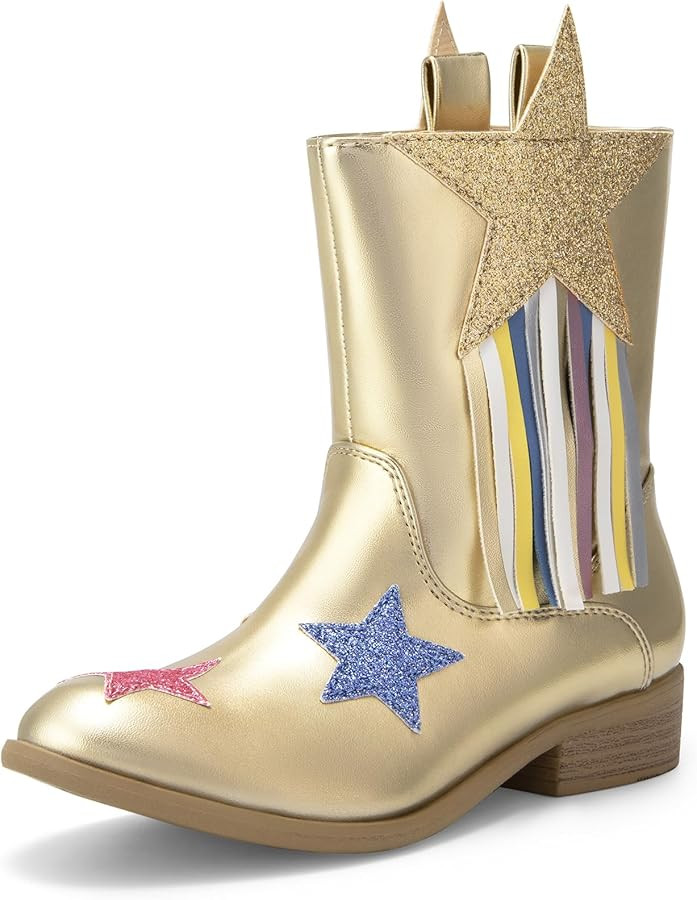 DREAM PAIRS Girls Cowgirl Cowboy Western Mid Calf Tassel Boots | Amazon (US)