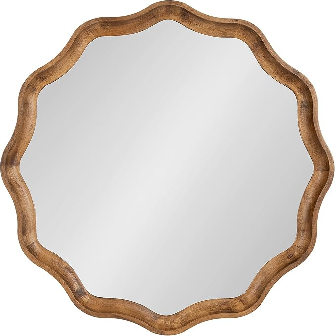 Kate and Laurel Hatherleigh Transitional Round Wooden Wall Mirror, 28 Inch Diameter, Rustic Brown... | Amazon (US)
