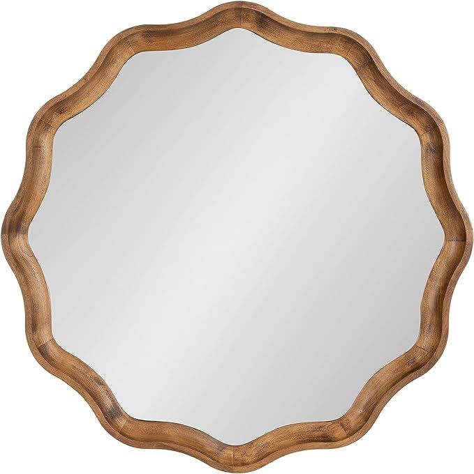 Kate and Laurel Hatherleigh Transitional Round Wooden Wall Mirror, 28 Inch Diameter, Rustic Brown... | Amazon (US)