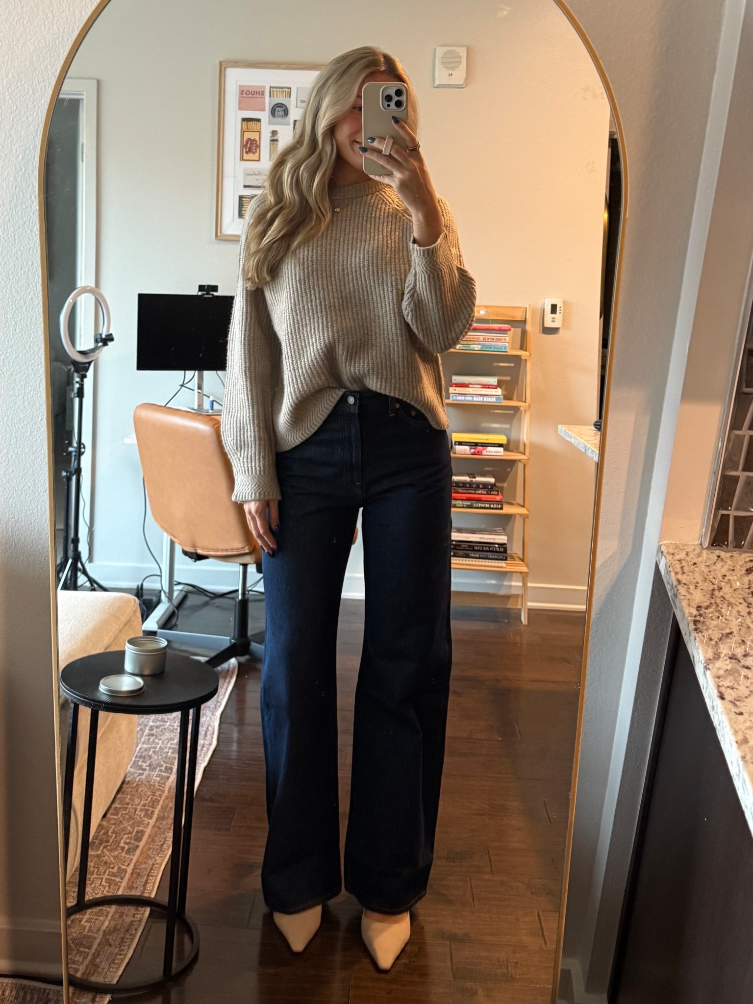Jeans are true to size! This is “shaded view” wash. I got a 28. 32 long

Heels are bunion friendly and wide! True to size  