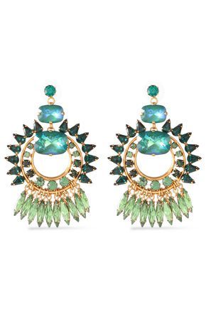 Elizabeth Cole Woman Gold-tone Crystal Earrings Dark Green Size - | The Outnet Global