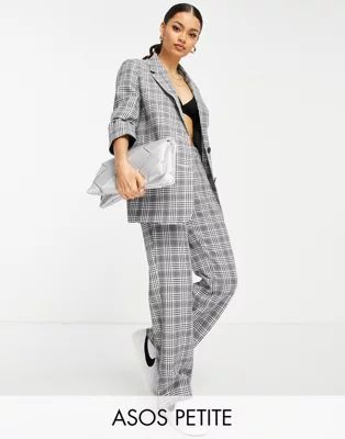 ASOS DESIGN Petite Mix & Match suit blazer in gray check | ASOS (Global)