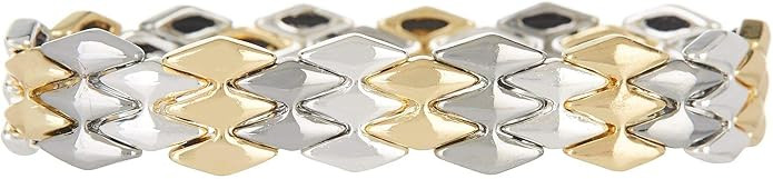 Nine West Boxed Geometric Stretch Bracelet, Silver/Gold/Hematite Tri-Tone | Amazon (US)