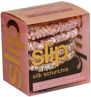 Slip Silk Skinnie Scrunchies in Black, Pink, and Caramel - 100% Pure 22 Momme Mulberry Silk Scrun... | Amazon (US)