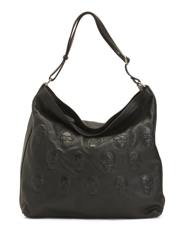 Made In Italy Leather Multi Skull Hobo | TJ Maxx