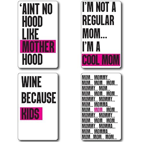 Mom Survival Wine Bottle Label Covers - 4 Waterproof Glass Sticker Gifts for New & Expecting Momm... | Amazon (US)