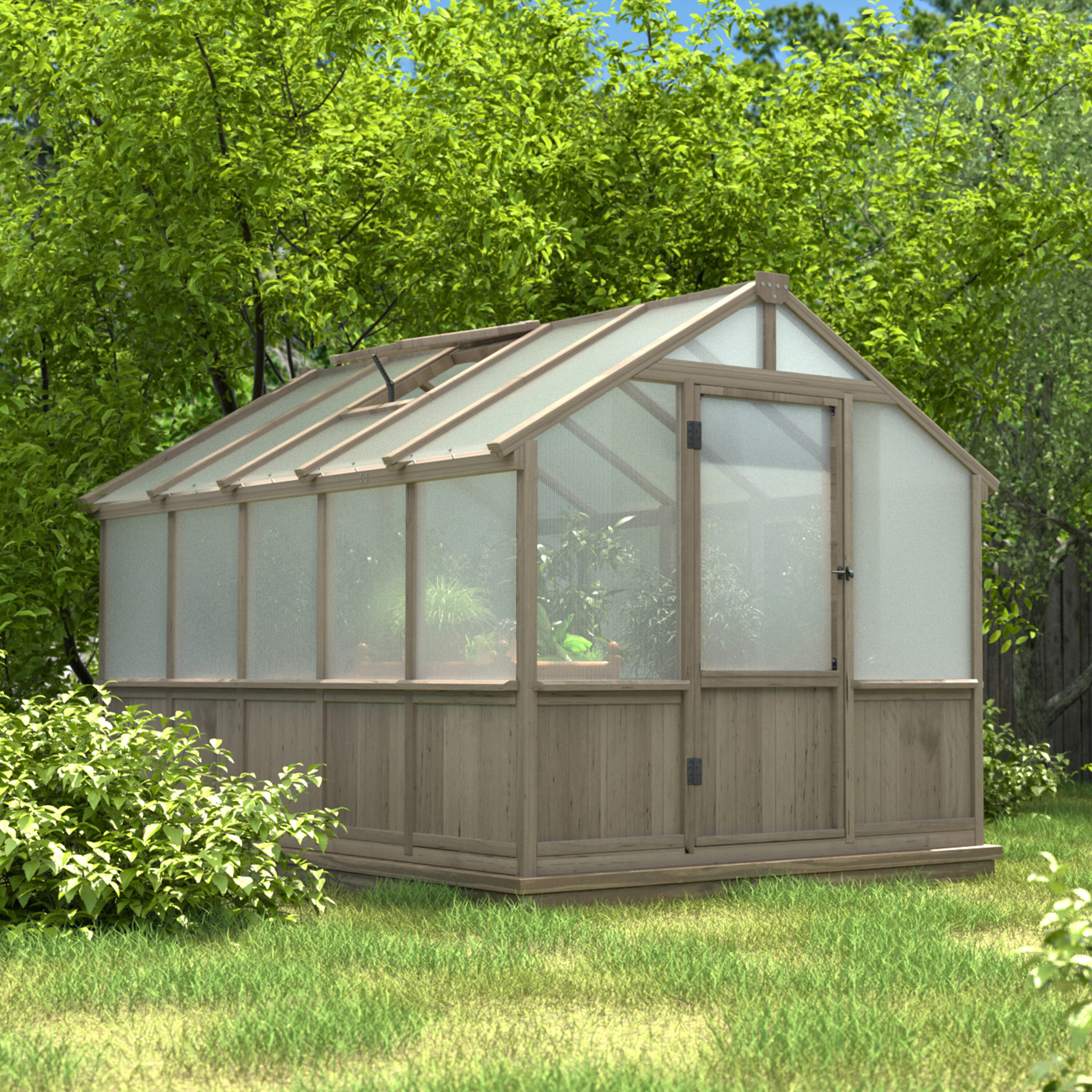 VEIKOUS Wood Greenhouse 8-ft L x 10-ft W x 7.55-ft H light brown mocha Greenhouse Large | PG0101-25-2 | Lowe's