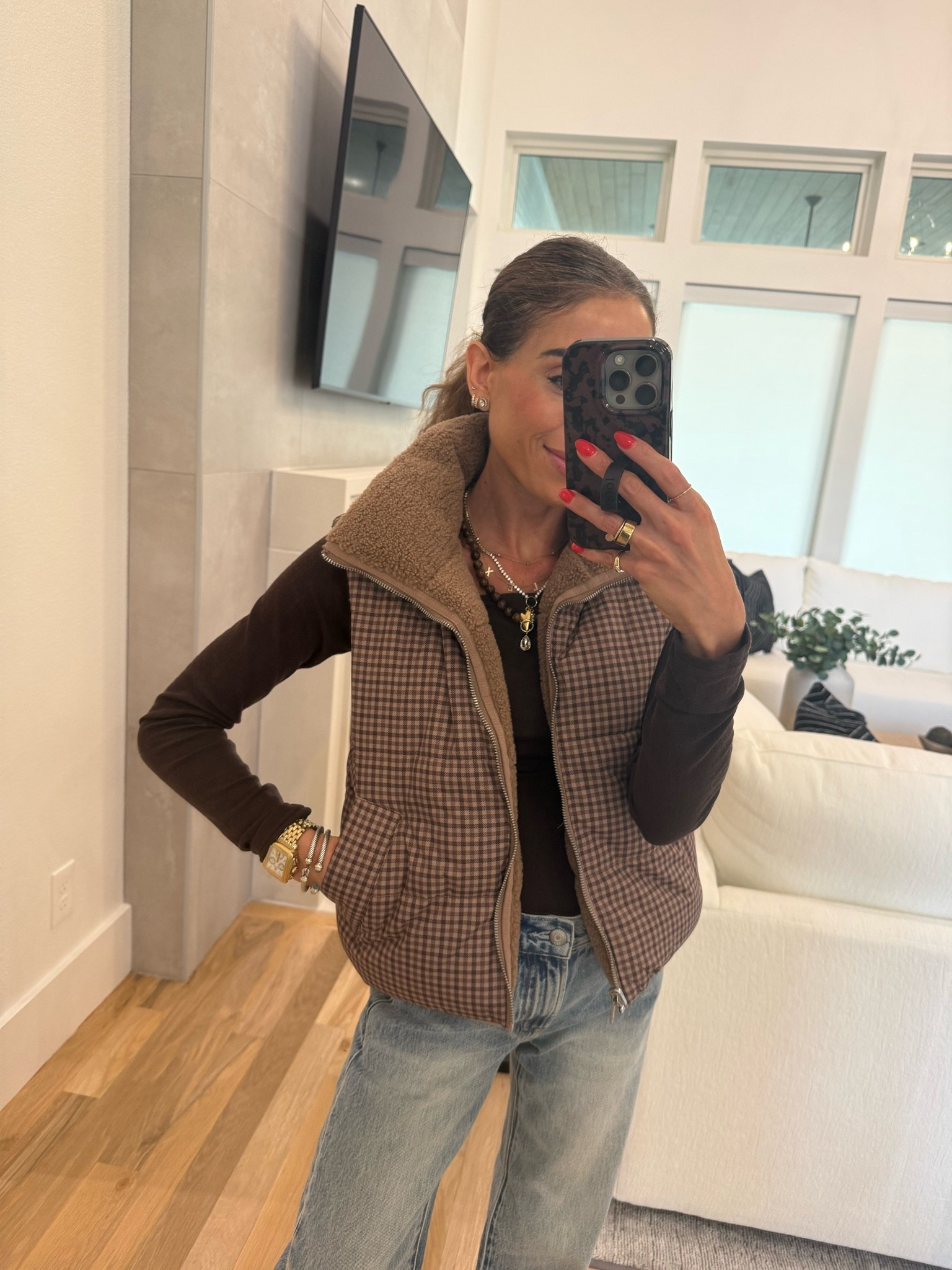 Reversible Sherpa to plaid vest for fall! Wearing size xxs