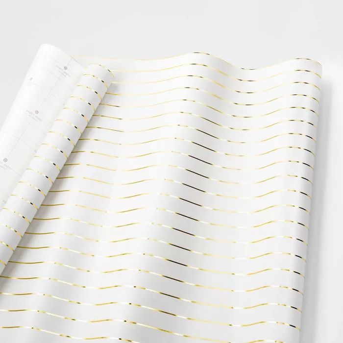 White with Gold Stripe Gift Wrap Single Roll - sugar paper™ | Target