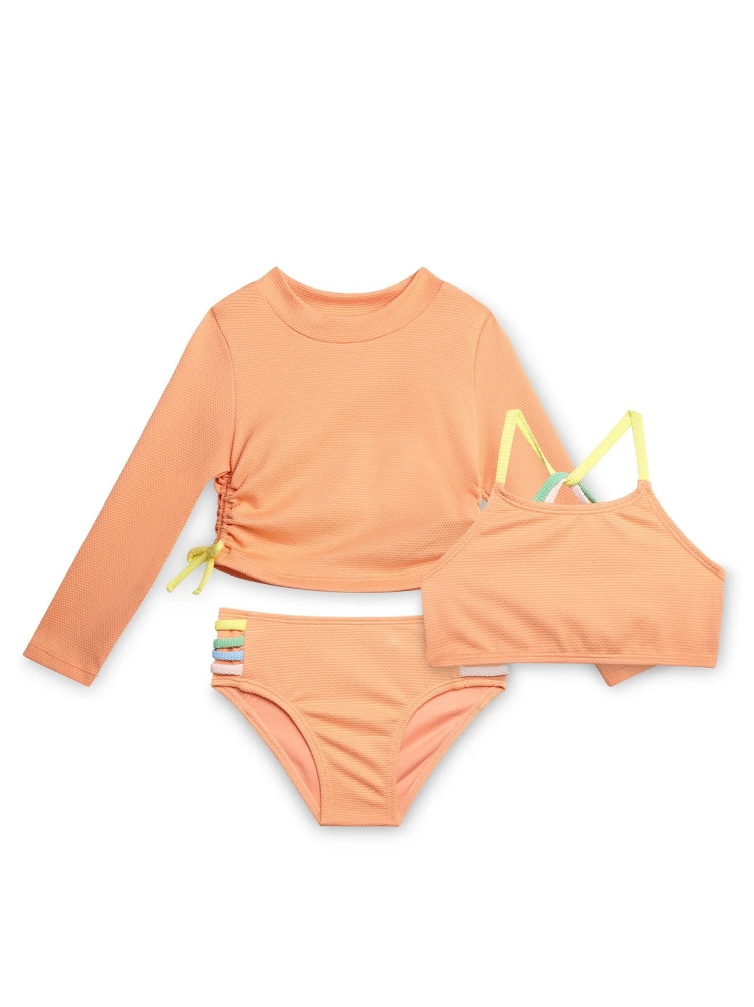 Jessica Simpson Girls' Three-piece Bikini Swimsuit Set with Rashguard, Sizes 4-16 | Walmart (US)