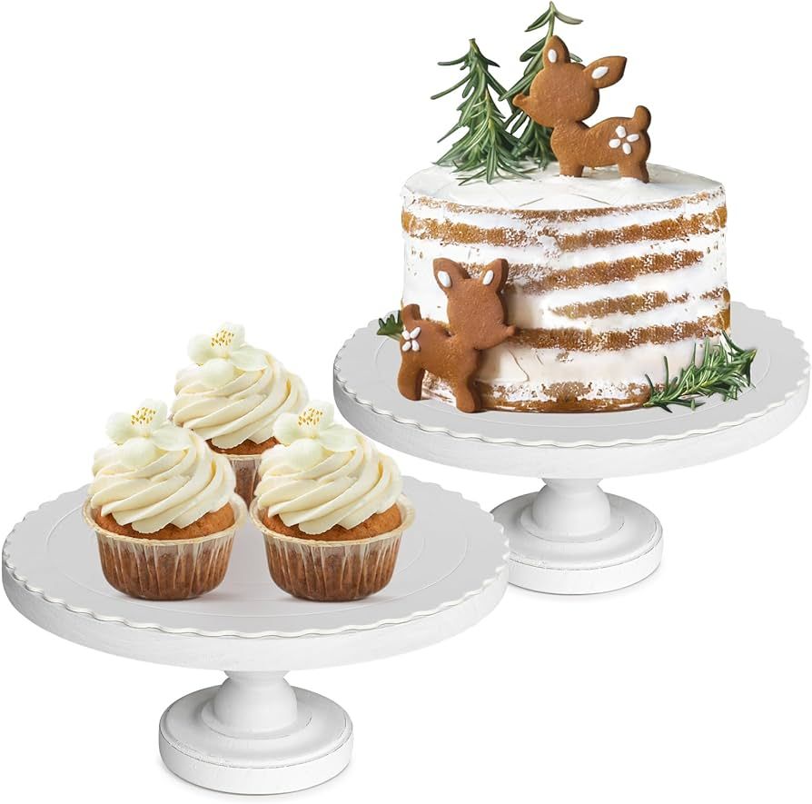 Wood Cake Stand with Disposable Cakeboard Set, White Wooden Cake Stands for Wedding Reception, Cu... | Amazon (US)